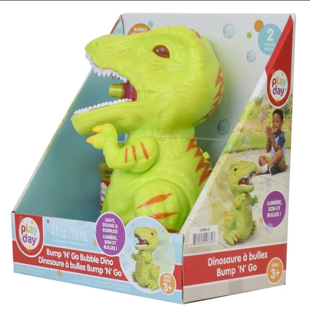Play Day Green Bubble bump n’ go Dinosaur Toy